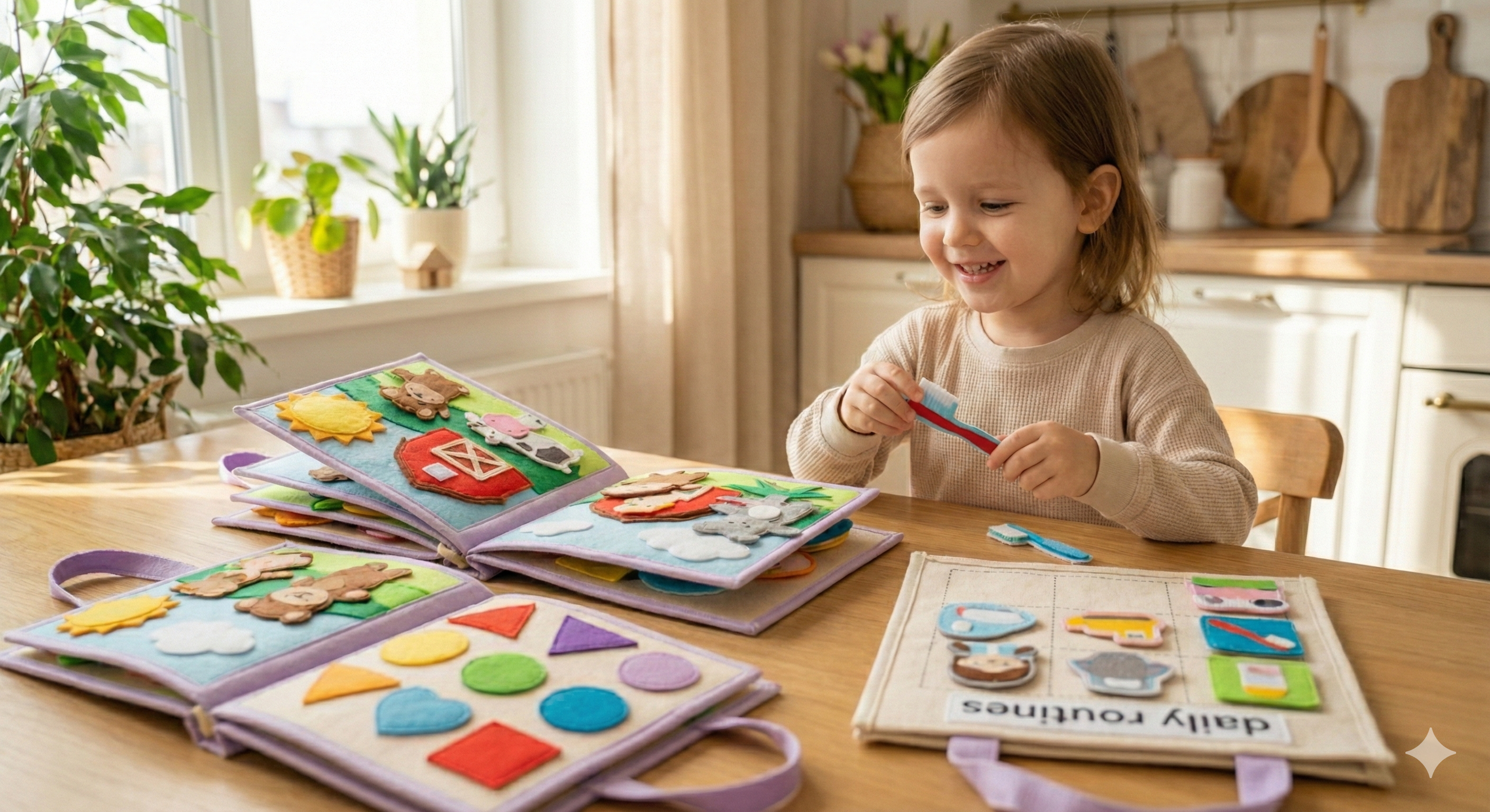 Niña jugando con libro interactivo